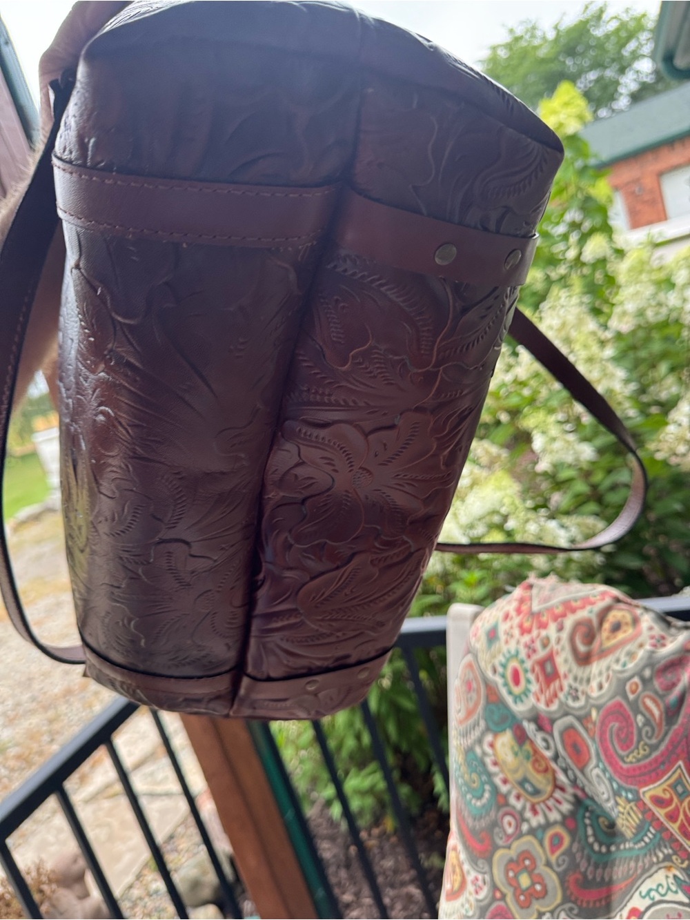 Tooled Leather Brown Shoulder Tote Bag - Women's Handbag/ New / tags see in pic - Picture 2 of 6